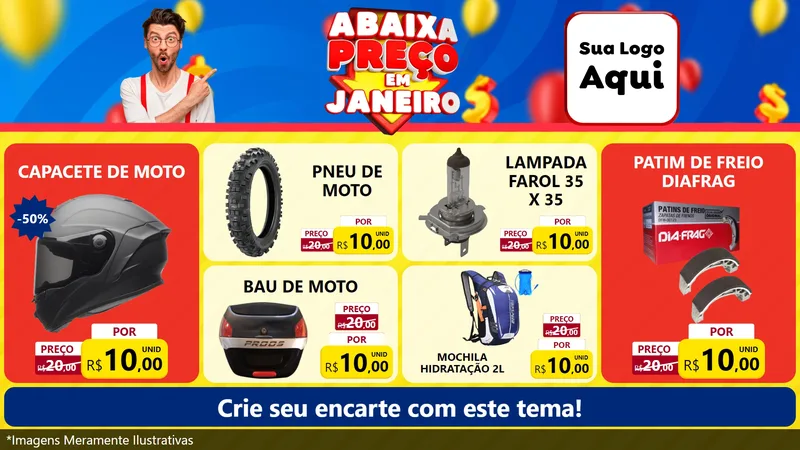 Modelo de TV para TV Horizontal com o tema Abaixa Preço em Janeiro para Moto peças