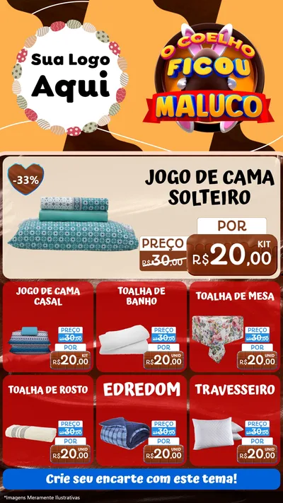 Modelo de Rede Social para Stories com o tema O Coelho Ficou Maluco - Páscoa para Cama, Mesa e Banho