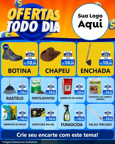Modelo de Rede Social para Feed Instagram com o tema Ofertas Todo Dia para Agropecuária