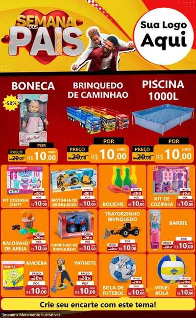 Modelo de Encarte para Encarte Grande com o tema Semana Dos Pais para Brinquedos