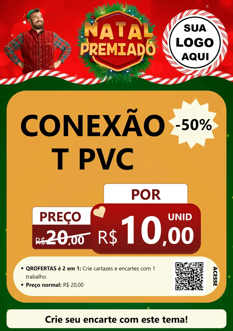 Modelo de Cartaz para Cartaz A4 Vertical com o tema Natal Premiado para Tubos e conexões