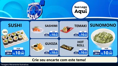 Modelo de TV para TV Horizontal com o tema Novembro Azul para Comida japonesa