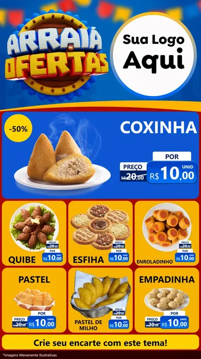 Modelo de Rede Social para Stories com o tema Arraiá de Ofertas - Junina para Salgadaria