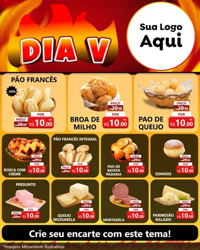 Modelo de Rede Social para Feed Instagram com o tema Dia V para Padaria