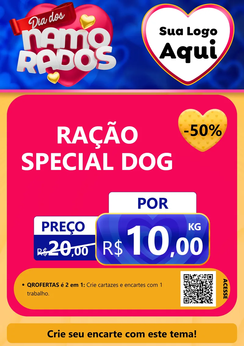 Modelo de Cartaz para Cartaz A4 Vertical com o tema Dia dos namorados para Pet Shop