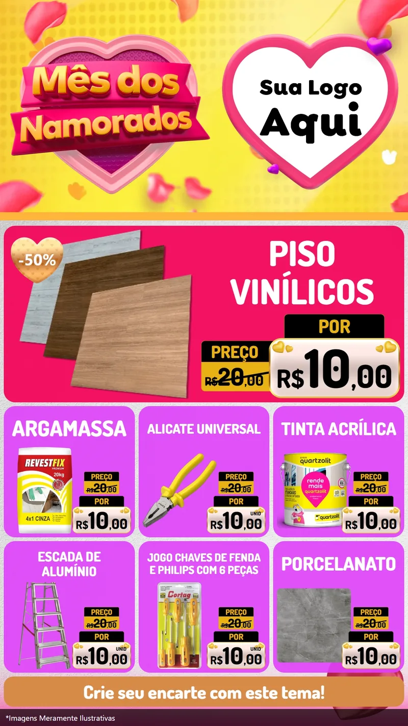 Modelo de Rede Social para Stories com o tema Mês dos Namorados para Material para Construção
