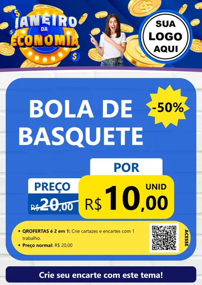 Modelo de Cartaz para Cartaz A4 Vertical com o tema Janeiro da Economia para Artigos Esportivos