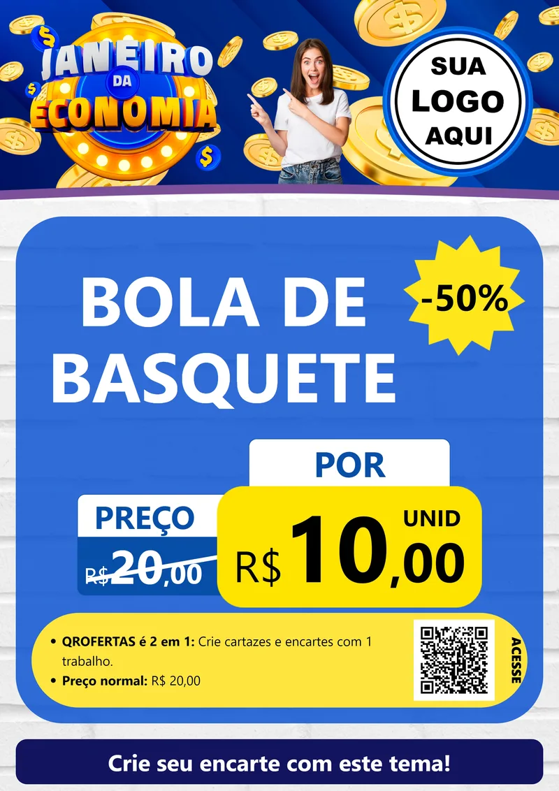 Modelo de Cartaz para Cartaz A4 Vertical com o tema Janeiro da Economia para Artigos Esportivos