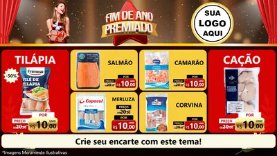 Modelo de TV para TV Horizontal com o tema Fim de Ano Premiado para Peixaria