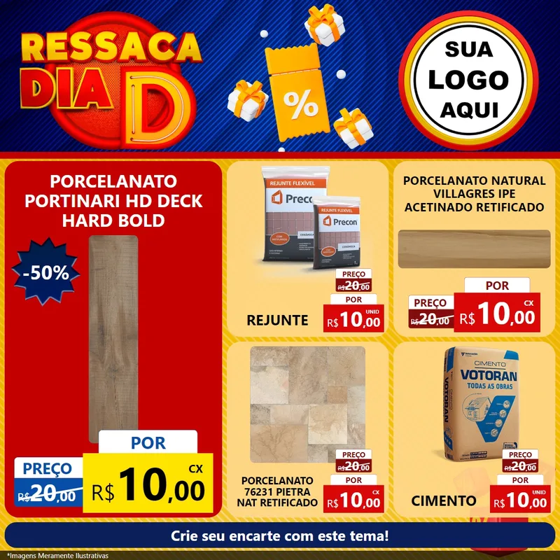 Modelo de Rede Social para Feed Facebook com o tema Ressaca Dia D para Pisos e revestimentos