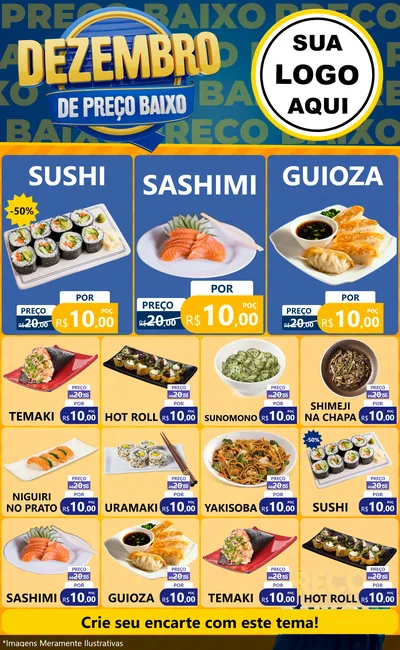 Modelo de Encarte para Encarte Grande com o tema Dezembro de Preço Baixo para Comida japonesa