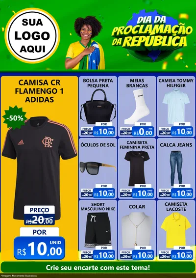 Modelo de Encarte para Encarte A4 Vertical com o tema Dia Da Proclamação Da República para Roupas e acessórios