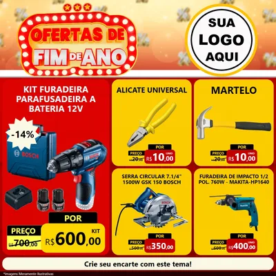 Modelo de Rede Social para Feed Facebook com o tema Ofertas de Fim de Ano para Maquinas e Ferramentas