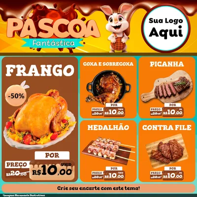 Modelo de Rede Social para Feed Facebook com o tema Páscoa Fantástica para Assados