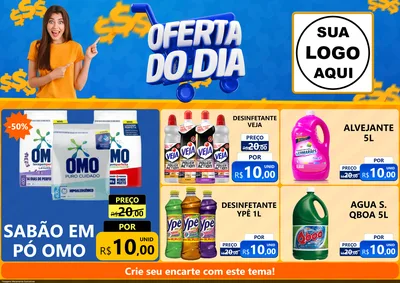 Modelo de Encarte para Encarte A4 Horizontal com o tema Oferta do Dia para Produtos de Limpeza