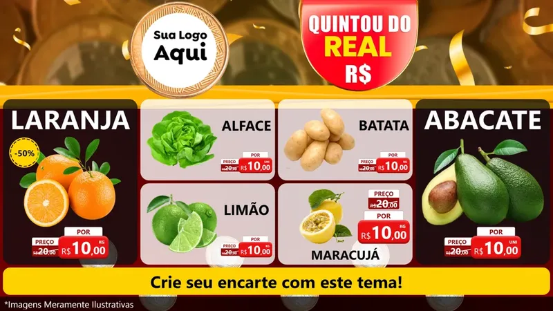 Modelo de TV para TV Horizontal com o tema Quintou do Real para Hortifrúti