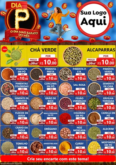 Modelo de Encarte para Encarte A4 Vertical com o tema Dia P - O Dia Mais Barato Do Mês para Produtos Naturais