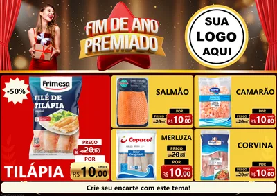 Modelo de Encarte para Encarte A4 Horizontal com o tema Fim de Ano Premiado para Peixaria