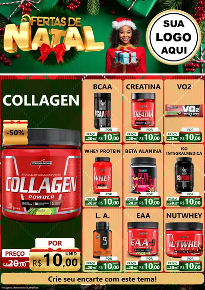Modelo de Encarte para Encarte A4 Vertical com o tema Ofertas de Natal para Suplementos alimentares