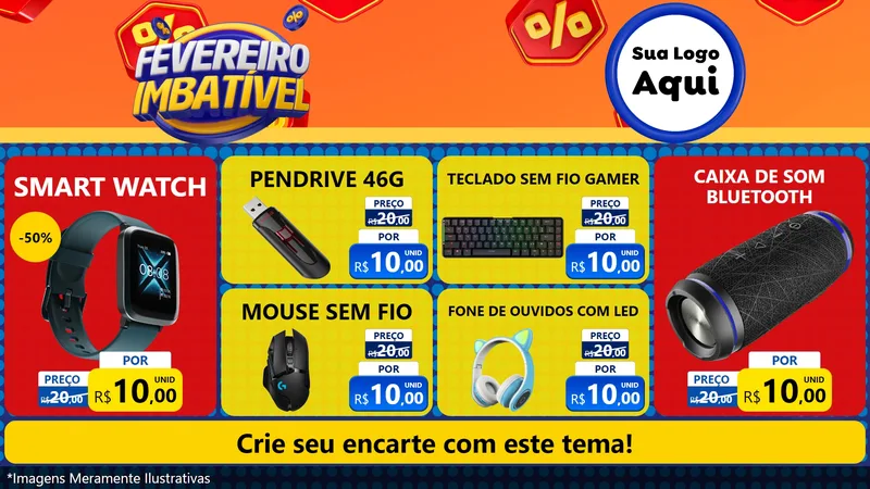 Modelo de TV para TV Horizontal com o tema Fevereiro Imbatível para Informática