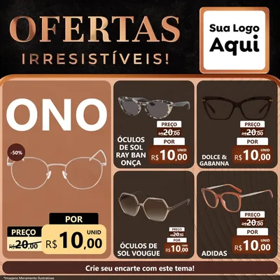 Modelo de Rede Social para Feed Facebook com o tema Ofertas Irresistíveis! para Óticas