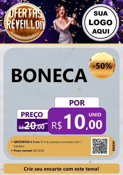 Modelo de Cartaz para Cartaz A4 Vertical com o tema Ofertas de Réveillon para Brinquedos