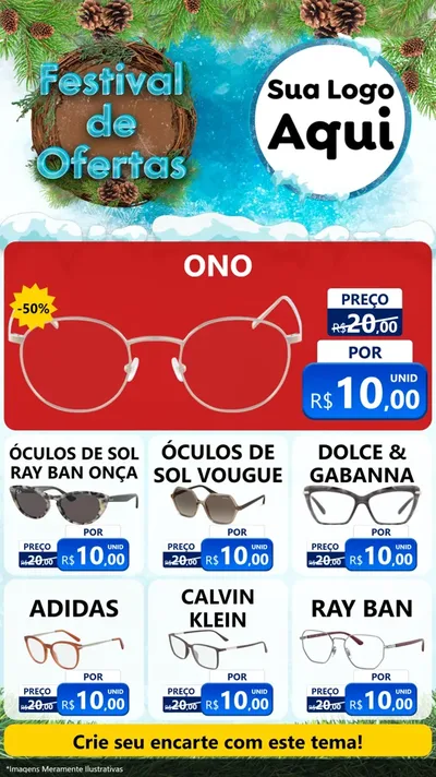 Modelo de Rede Social para Stories com o tema Festival de Ofertas - Inverno para Óticas