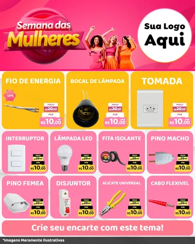 Modelo de Rede Social para Feed Instagram com o tema Semana das Mulheres para Materiais Elétricos