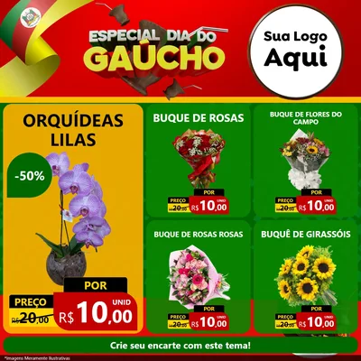 Modelo de Rede Social para Feed Facebook com o tema Especial Dia do Gaúcho para Floricultura e jardim