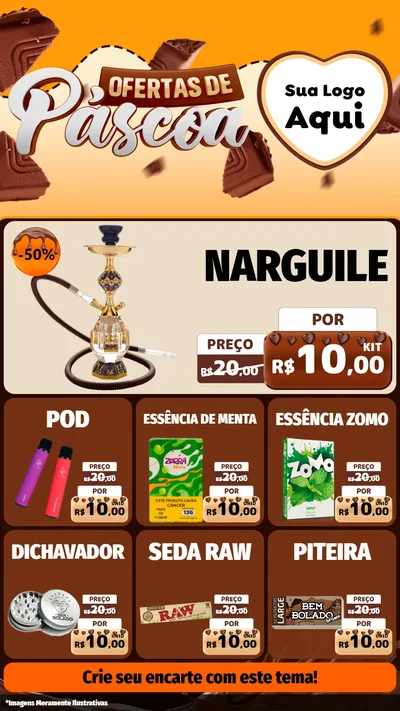 Modelo de Rede Social para Stories com o tema Ofertas de Páscoa para Tabacaria
