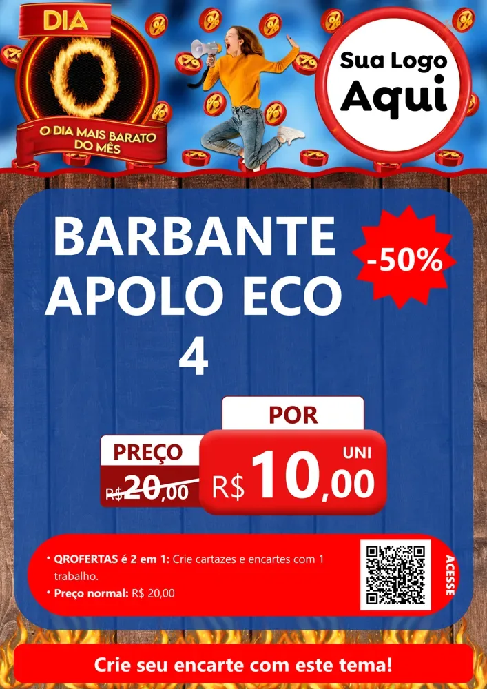 Modelo de Cartaz para Cartaz A4 Vertical com o tema Dia O - O Dia Mais Barato Do Mês para Armarinho e Aviamentos