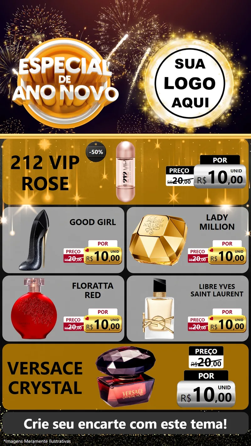 Modelo de TV para TV Vertical com o tema Especial de Ano Novo para Perfumes