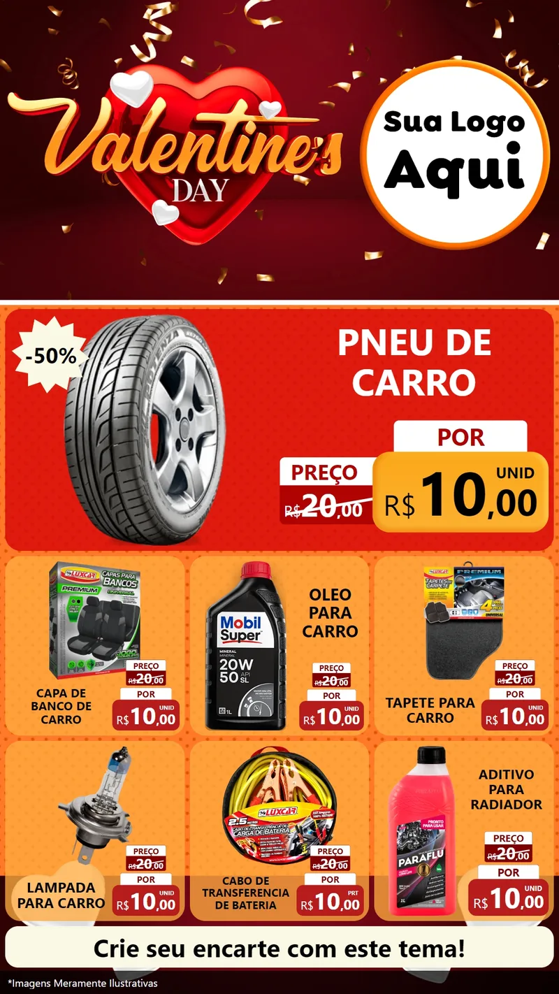 Modelo de Rede Social para Stories com o tema Valentine's Day para Auto peças