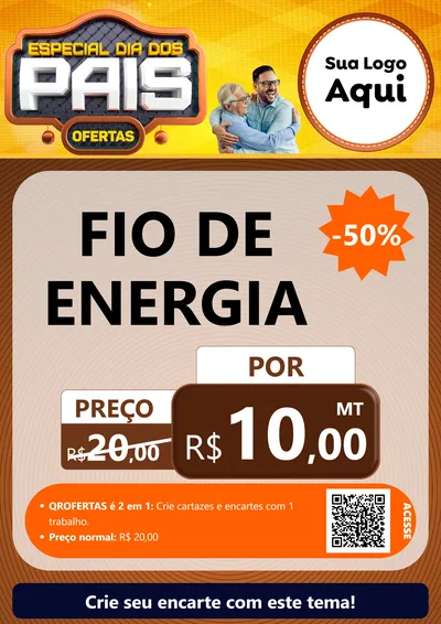 Modelo de Cartaz para Cartaz A4 Vertical com o tema Especial Dia dos Pais para Materiais Elétricos