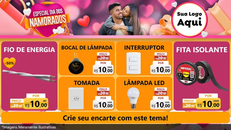 Modelo de TV para TV Horizontal com o tema Especial Dia dos Namorados para Materiais Elétricos