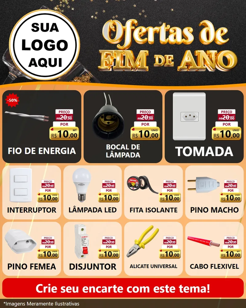 Modelo de Rede Social para Feed Instagram com o tema Ofertas de Fim de Ano para Materiais Elétricos