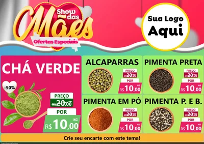 Modelo de Encarte para Encarte A4 Horizontal com o tema Show das Mães - Ofertas Especiais para Produtos Naturais