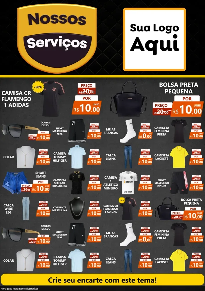 Modelo de Encarte para Encarte A4 Vertical com o tema Nossos Serviços para Roupas e acessórios