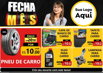 Modelo de Encarte para Encarte A4 Horizontal com o tema Fecha Mês para Auto peças