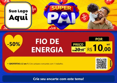 Modelo de Cartaz para Cartaz A4 Horizontal com o tema Super Pai para Materiais Elétricos