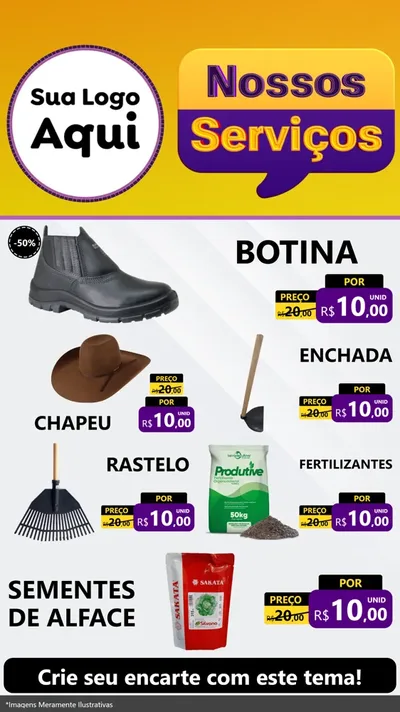 Modelo de TV para TV Vertical com o tema Nossos Serviços para Agropecuária