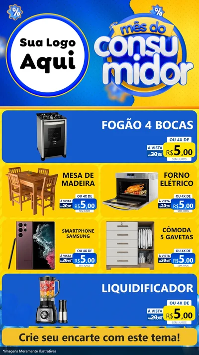 Modelo de TV para TV Vertical com o tema Mês do Consumidor para Móveis e Eletro