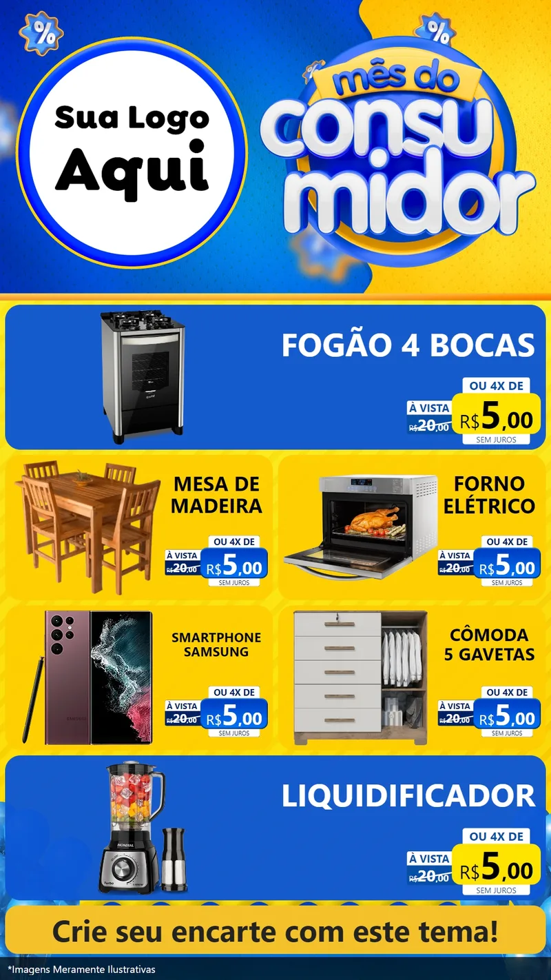 Modelo de TV para TV Vertical com o tema Mês do Consumidor para Móveis e Eletro