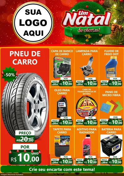 Modelo de Encarte para Encarte A4 Vertical com o tema Um Natal de Ofertas para Auto peças