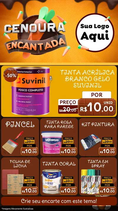 Modelo de Rede Social para Stories com o tema Cenoura Encantada - Páscoa para Tintas e Ferramentas