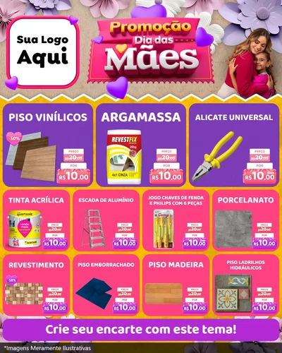 Modelo de Rede Social para Feed Instagram com o tema Promoção Dia das Mães para Material para Construção
