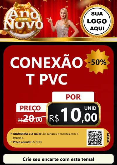 Modelo de Cartaz para Cartaz A4 Vertical com o tema Super Ano Novo para Tubos e conexões