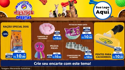 Modelo de TV para TV Horizontal com o tema Aqui Tem Grandes Ofertas - Pet Shop para Pet Shop