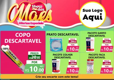 Modelo de Encarte para Encarte A4 Horizontal com o tema Show das Mães - Ofertas Especiais para Embalagens