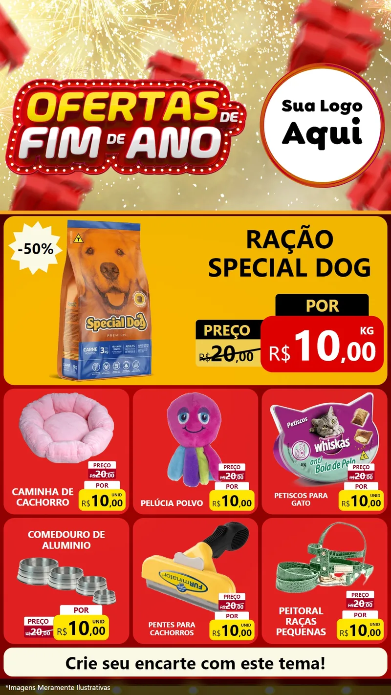 Modelo de Rede Social para Stories com o tema Ofertas de Fim de Ano para Pet Shop
